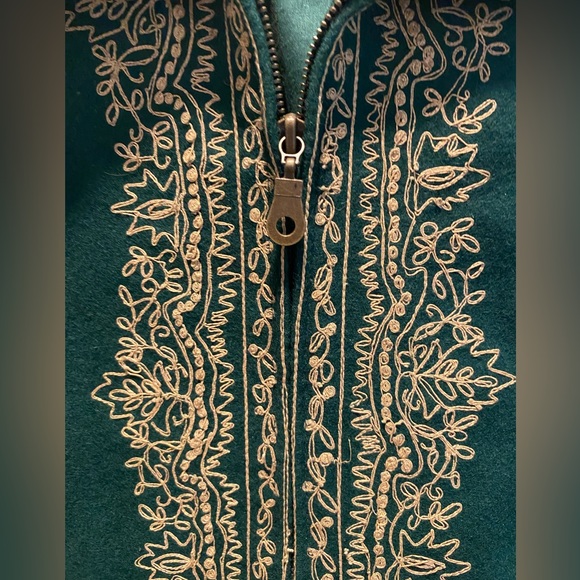 Vintage Paul Harris Dark Green Wool Blend Sweater Vest Leaf & Vine Embroidery L - Picture 3 of 8